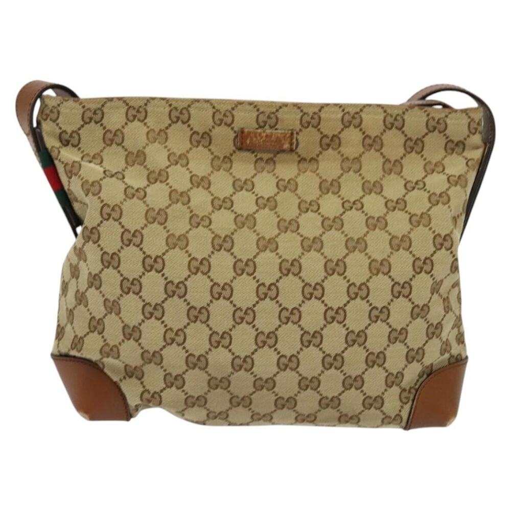 Gucci GG Canvas Web Shoulder Bag Beige